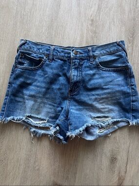 Free People Blue Distressed Denim Cutoff Shorts
